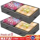 2PCS Underbed Clothes Storage Bags Zipped Organizer Wardrobe Closet Boxes Grey