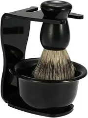 4PCS Bristle Beard Brush with Storage Rack and Soap Bowl for Men Essential Facial Care Shaving Kit for Grooming and Styling Beards