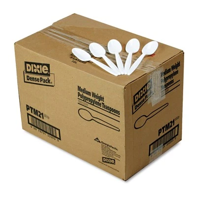 Dixie Plastic Cutlery Mediumweight Teaspoons White 1000/Carton PTM21