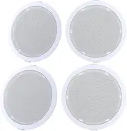 Giantz 6” Ceiling Speaker, Set of 4 80W Stereo Audio Speakers Tweeter Wall Mount Home Theatre System, Metal Cover Voice Coil and 2 Retaining Clips White