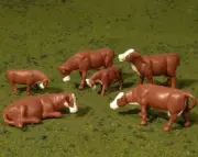 Bachmann HO Scale ~ New 2024 ~ Cows / Cattle ~ Brown & White ~ 6 Pcs ~ 33102