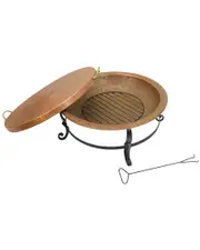 National Tree Company 32in Copper Fire Pit With Stand & Tray Cover