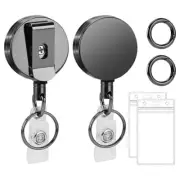 Metal Retractable Badge Holder, Key Card Holder Retractable 2 Pack F6K43347