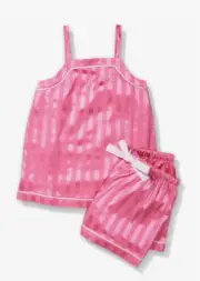 NEW PETER ALEXANDER STRIPED POLY SATIN TOP SHORTS PJ SET ROSE PINK JNR 5 $59.95