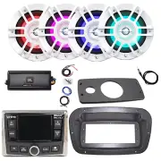 JBL Marine Radio, ANT,Amp,Kit, 4x 6.5" 300W LED White Speaker,Spa Bezel, Adapter