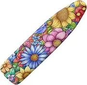 Hinthetall Boho Floral Print Ironing Board Cover and Pad 15x54 Inch Standard Ironing Board Cover with Elastic Edge and Hook and Loop Fasteners Scorch and Stain Resistant Ironing Covers