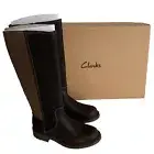 Clarks Opal Glow Knee High Leather Boot Women's Size 6.5 W Brown New With Box