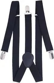 [LIFKOME] Men's Black Thin Suspenders Side Clip Cross Y-shape 3 Clips Elastic Pants Belt for