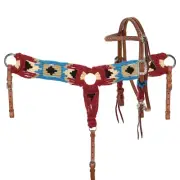 PONY Fiery Frontier Mohair Browband HEADSTALL BREAST COLLAR Red Tan Blue Yellow
