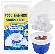 10 Pack Pool Skimmer Socks,Pool Filter Socks for Skimmer Basket for Above Ground and Inground Pool Ultra Fine Mesh Screen Pool Skimmer Scum Socks Saver,Pool Cleaning Filter Socks Cleans Debris Leaves