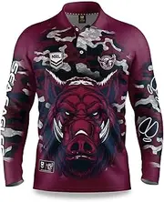 [Ashtabula] NRL 2021 Long Sleeve Outback Polo Tee Shirt - Manly Sea Eagles - Adult
