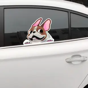 最佳法國鬥牛犬 3D 個性汽車貼紙可愛小狗卡通乙烯基貼花貼紙