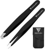 Professional Stainless Steel Precision Eyebrow Tweezers 2 Pack Black for Eyebrow