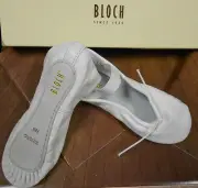Bloch White Leather Full Suede Sole Ballet Shoes 205G&L attached elastics