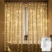 Solhice Fairy Lights for Shower Curtain, 72 x 72 Inches Battery Operated Waterproof Christmas Curtain String Lights with 10 Hooks for Bathroom, 180 LEDs Indoor Outdoor Decor (NO Curtain)