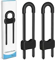 Child Safety Locks， Baby Proofing Cabinets,Cabinet Locks for Babies,2 Pack U-Shaped Child Locks for Cabinets, Child Proof Cabinet Latches,Child Safety Cabinet Locks with Adjustable (Black)