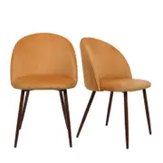 Levede 2PCS Soft Plush Velvet Dining Chairs Mustard