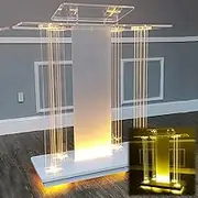 Luxurious Acrylic Podium, Large Speech Rolling Pulpit Chanting Podium Transparent Podium Stand, Church Podium with Wide Elevated Reading Surface for Classrooms, Speeches, Opening Ceremonies