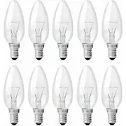 E14 Edison Screw Candle Light Bulbs, 40W Clear Light Bulbs, Dimmable Incandescent Light Bulbs, Flame Light Bulbs, 10 Pack