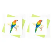 2x Boyle Handmade Paper 15x15cm Quilled Blank Greeting Card w/ Envelope Parrot