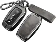 ontto Alloy Leather Car Key Fob Cover Fit for Toyota Land Cruiser 200 300 Prado Crown TLK 200 Yaris Cross Hilux Innova Fortuner Smart Key Holder case keyring Shell bag keychain accessories