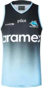 Cronulla Sharks 2025 NRL Mens Black Training Singlet Sizes S-7XL BNWT