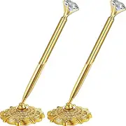 Outus 2 Pieces Hollow Round Pen Holder Signing Pen Set for Wedding Bridal Engagement Guests Book Valentines Favor