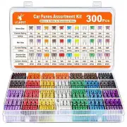 300Pcs Car Fuse Assortment Kit, 160 Mini Blade Fuses Automotive + 90 Standard