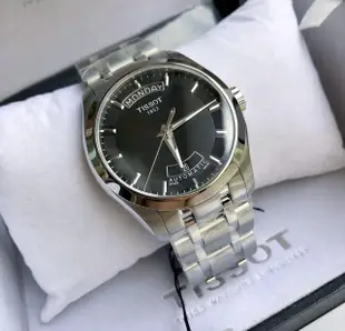 TISSOT Couturier Automatic 黑色面錶盤 銀色不鏽鋼錶帶 男士 自動機械錶 T0354071105100