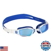 Phelps Ninja Competitive Swim Goggles - Blue Titanium Mirror Lens, White and