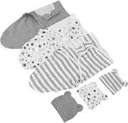 MERRYHAPY 3Sets Swaddle Sleep Sacks with Matching Hats Soft Cotton Wraps for Newborns for Napping and Sleeping Breathable Blankets for Nursery Use