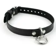 AMARE Stunning Black Leather Ring day collar Handcrafted Col39RngBlkSlv