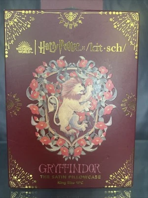 Kit-sch Harry Potter Hogwarts King Satin Pillowcase - Gryffindor Front And Back