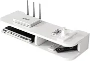 WiFi Router Storage Box Floating Shelves TV Set-Top Rack, Wall-Mounted Multi-Layer Cable Management Storage Shelf for Wall Decoration - White|| 57 * 10cm