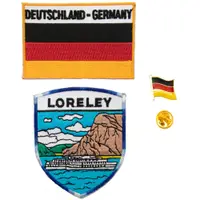 在飛比找松果購物優惠-飛行夾克DIY臂章燙布貼 三件組羅蕾萊地標 ＋ 德國國旗刺繡