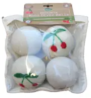 New 4 Organic ECO Cherry Print Wool Dryer Balls Natural Laundry Fabric Softener