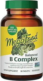 MegaFood Balanced B Complex - Helps Support Cellular Energy with Vitamins B1, B2, B3, B5, B6, B7, B9, B12 - Gluten-Free and Dairy-Free - Vegan - 90 Tabs