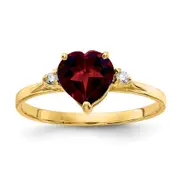 Solid 14k Yellow Gold 7mm Heart Simulated Garnet A CZ Ring