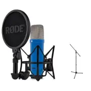 RODE NT1 Signature Series Condenser Microphone Cobalt w/ Mic Stand Bundle