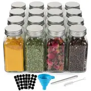 16 Pack 6 oz Glass Spice Jars with 80 Black Labels,180ml Empty 6oz-16pack