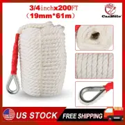 3/4"x200' Twisted Nylon Anchor Rope Three Strand Marine Boat Dock Mooring Line