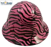Zebra Hot Pink Hydro Dipped Full Brim Hard Hat with Ratchet Suspension