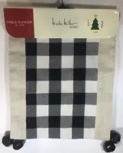 NICOLE MILLER NEW!!! FARMHOUSE Table Runner 14”X72” Check Burlap BELLS Holiday