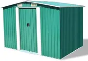 Garden Storage Shed, Outdoor Storage Shed Tool Store Cabinet Garden Storage Shed Green Metal 257x205x178 cm