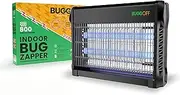 BUGGOFF Indoor Black Modern Electric Bug Zapper, 800 SQFT Coverage, 3500 Volts of Stunning Power, 20 Watts, Kills Mosquitos Gnats, Flys & More. 10 Year Warranty, X2 Free Repalcment Bulbs