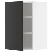 METOD wall cabinet with shelves, white/Nickebo matt anthracite, 40x37x60 cm