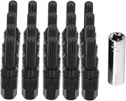 Brilluxa Taper Cone Lug Bolts Set, M12x1.5 Conical Seat Wheel Bolts, Aluminum Alloy Lug Nuts with Cap, 20 Pcs (Svart)