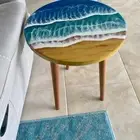 Ocean Epoxy Coffee Table, Wave Corner End Table For Modern Interior Decor