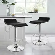 ALFORDSON Bar Stool 2X Swivel Saxton Kitchen Barstools 53-73cm Height Adjustable Gas Lift Backless Seat Leather Home Bar Counter Dining Chairs with Footrest & Floor Protector in Black