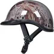 Retro Motorcycle Half Helmet Portable Jet Bowl Helmet ECE Approved Summer Safety Demi Helmets, Men Women Vintage Helmets H,Medium